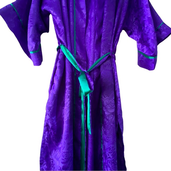 VINTAGE 80s VICTORIAS SECRET GOLD LABEL ROBE PURPLE SATIN ONE SIZE WOMENS - Picture 7 of 13